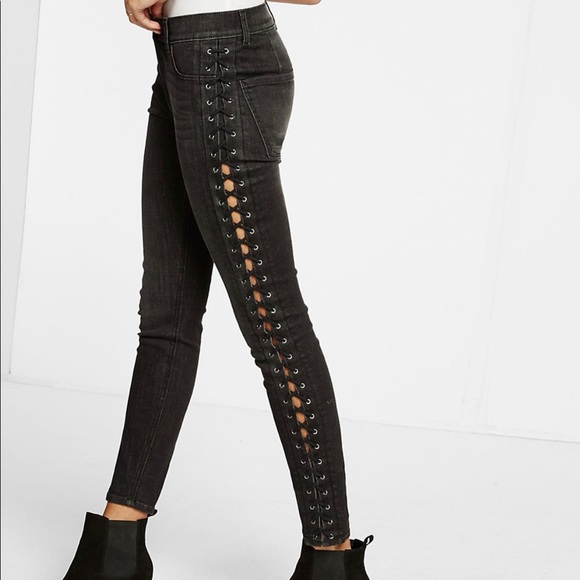 lace black jeans